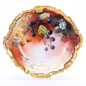 Bowl Marked Pickard, Blackberry Pattern, Gold Trim