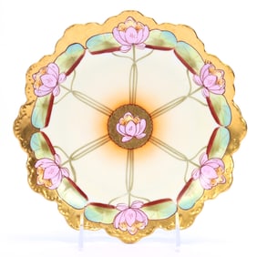 Plate Marked Pickard, Cream Ground, Waterlily Decor