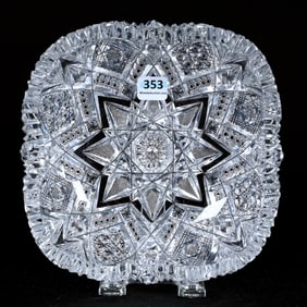 Square Bowl, American Brilliant Cut Glass, Imperial Pattern By Libbey