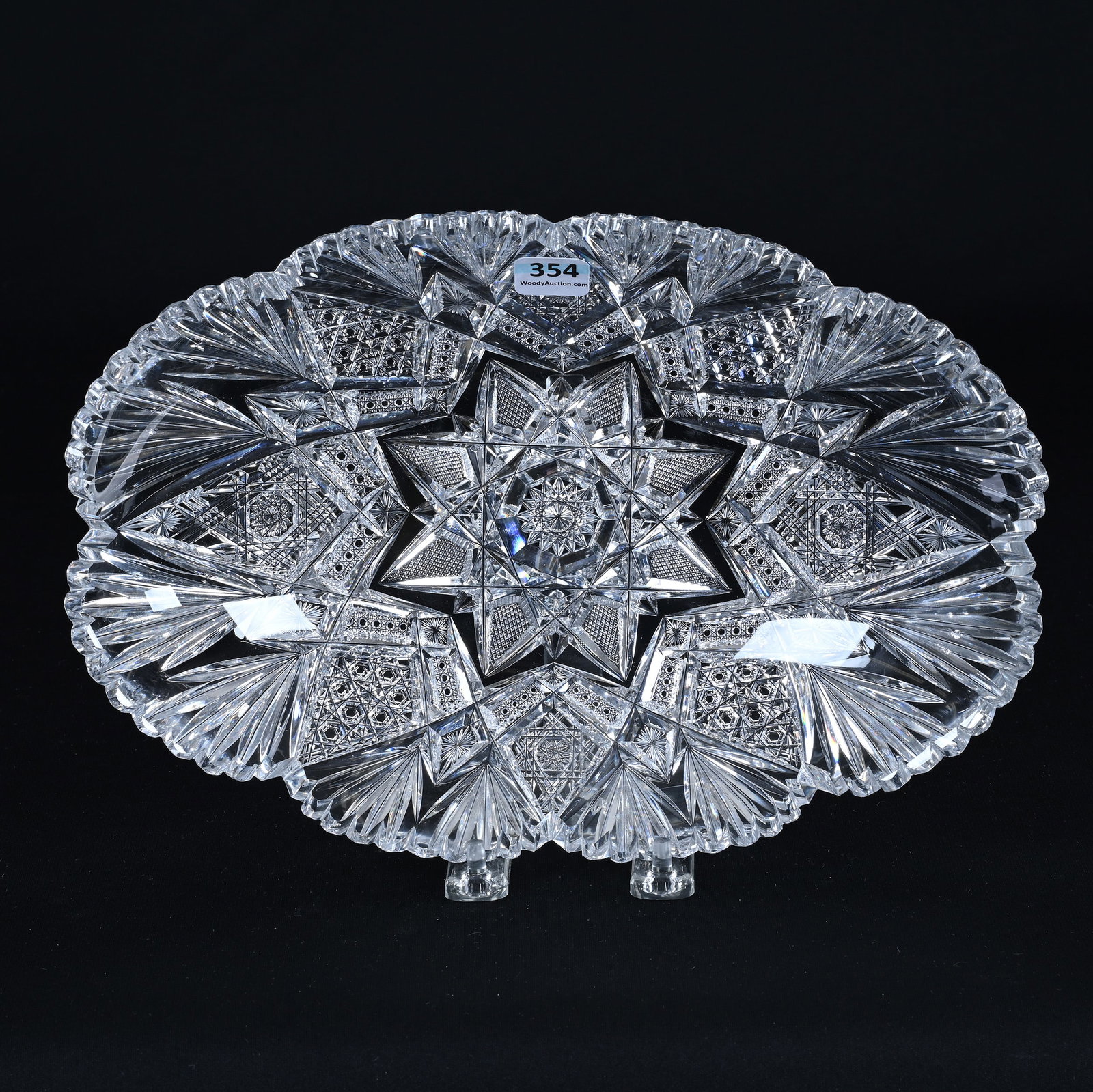 Bread Bowl, American Brilliant Cut Glass, Imperial Pattern By Libbey: Bread Bowl, American Brilliant Cut Glass, Imperial Pattern By Libbey, 11.5" x 7.75", Ed Kukla Estate Collection, MI.