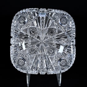 Square Bowl, American Brilliant Cut Glass, Wedgemere Pattern By Libbey