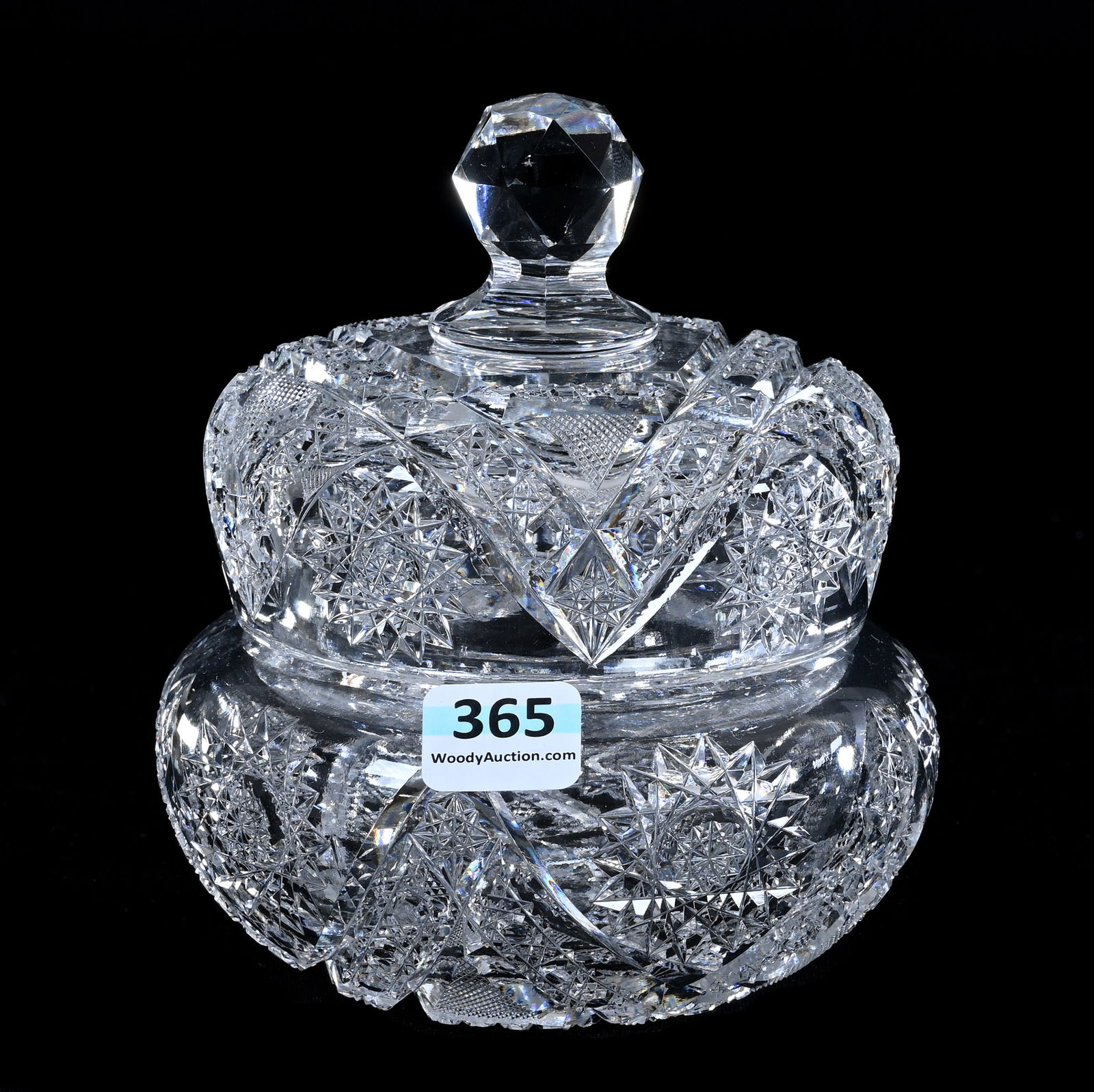 Covered Jar, American Brilliant Cut Glass, Hobstar, Cane, Crosscutting Design (1 of 4)