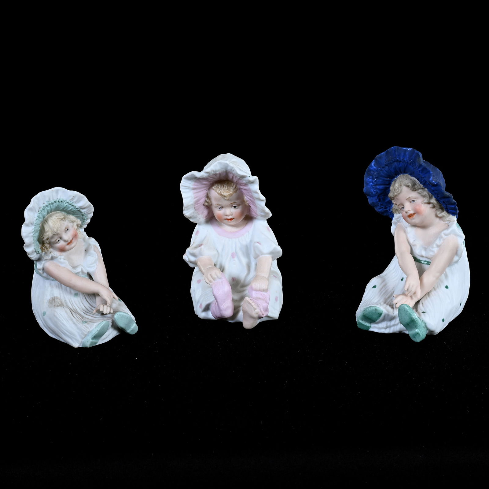 (3) Figurines, German Bisque Marked Heubach (1 of 3)