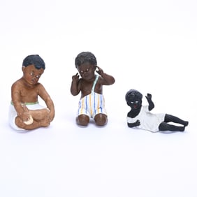 (3) Figurines, Black Memorabilia German Bisque