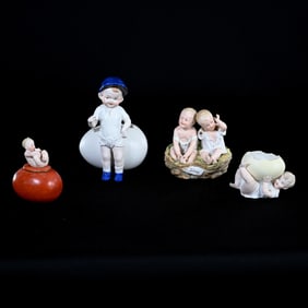 (4) Figurines, German Bisque