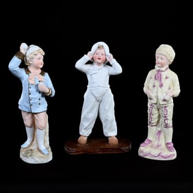(3) Figurines, German Bisque