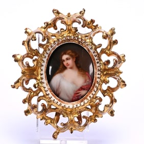Oval Porcelain Plaque, Hand Painted