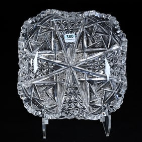 Square Bowl, American Brilliant Cut Glass, Nassau Pattern Signed Libbey