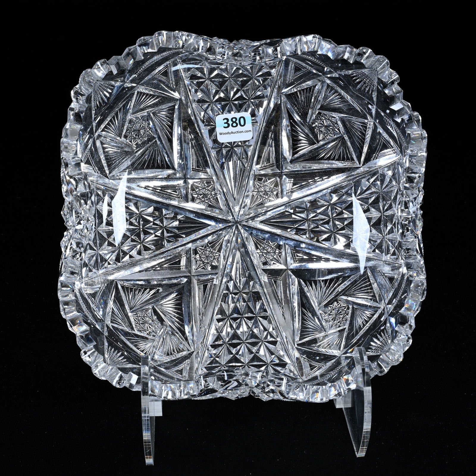 Square Bowl, American Brilliant Cut Glass, Nassau Pattern Signed Libbey (1 of 2)