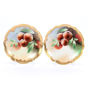 (2) Plates Marked Pickard, Peach Branch Decor