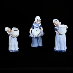 (3) Figurines, German Bisque Marked Heubach