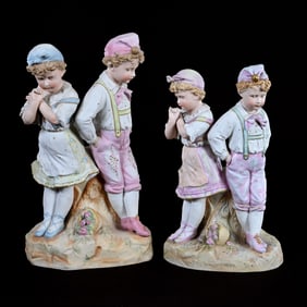 (2) Figurines, German Bisque