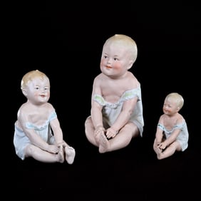 (3) Figurines, German Bisque Marked Heubach