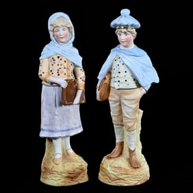 Pair Figurines, Unmarked French Bisque