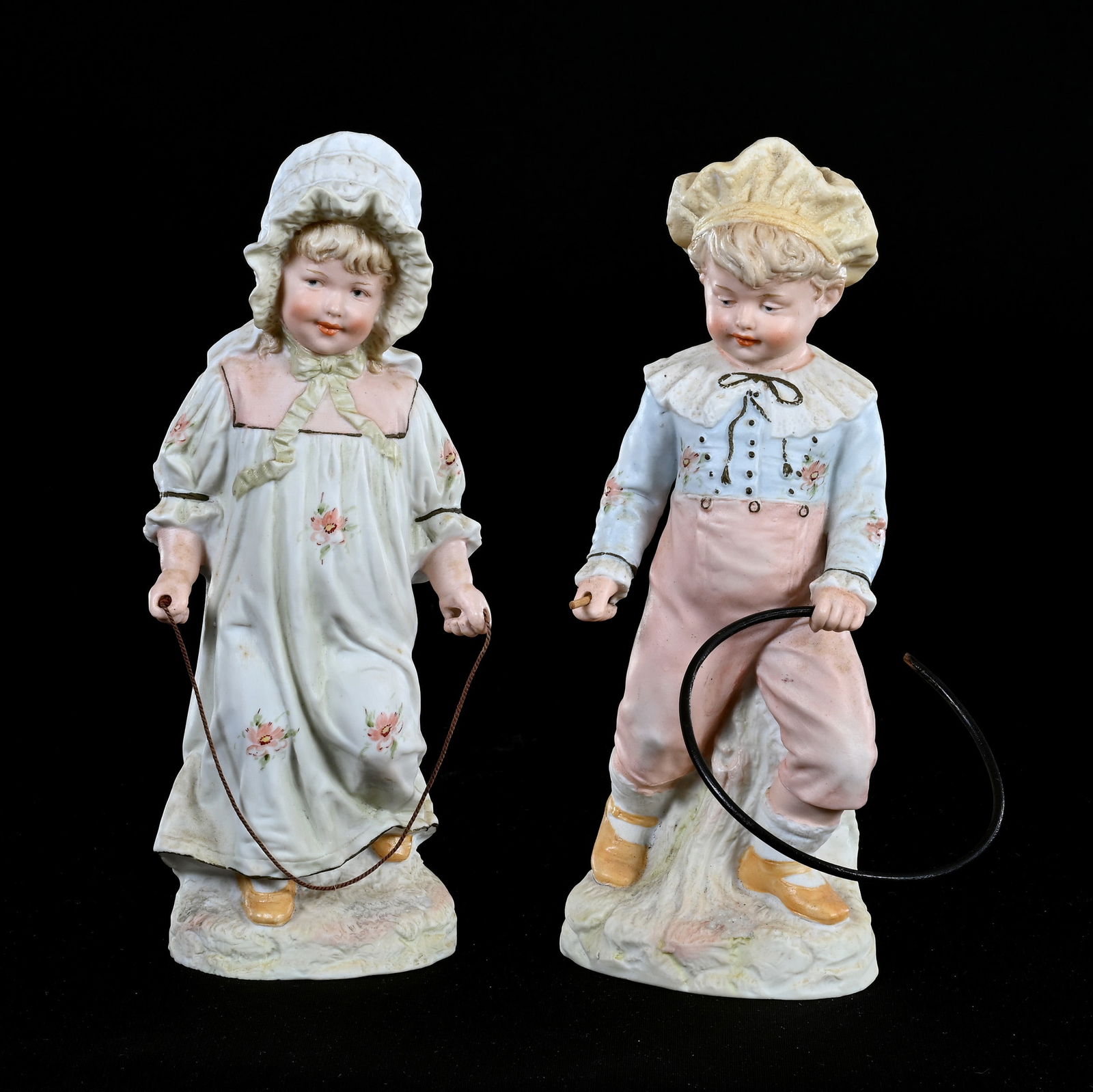 Pair Figurines, Unmarked German Bisque (1 of 3)