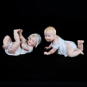 Pair Figurines, German Bisque Marked Heubach