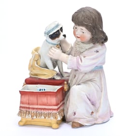 Figurine/Planter, Unmarked German Bisque