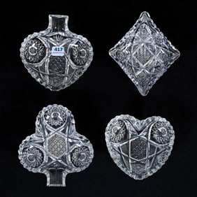 Bridge Set, Four Piece, Whist Pattern By Newark Cut Glass