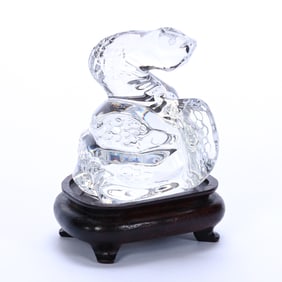 Crystal Sculpture Serpent Marked Baccarat