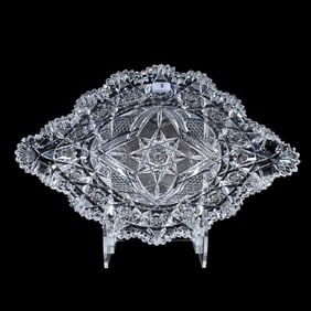 Napoleon Hat Bowl, American Brilliant Cut Glass, Signed J. Hoare Marquis Pattern