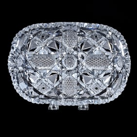 Oval Bowl, American Brilliant Cut Glass, Isabella Pattern By Libbey