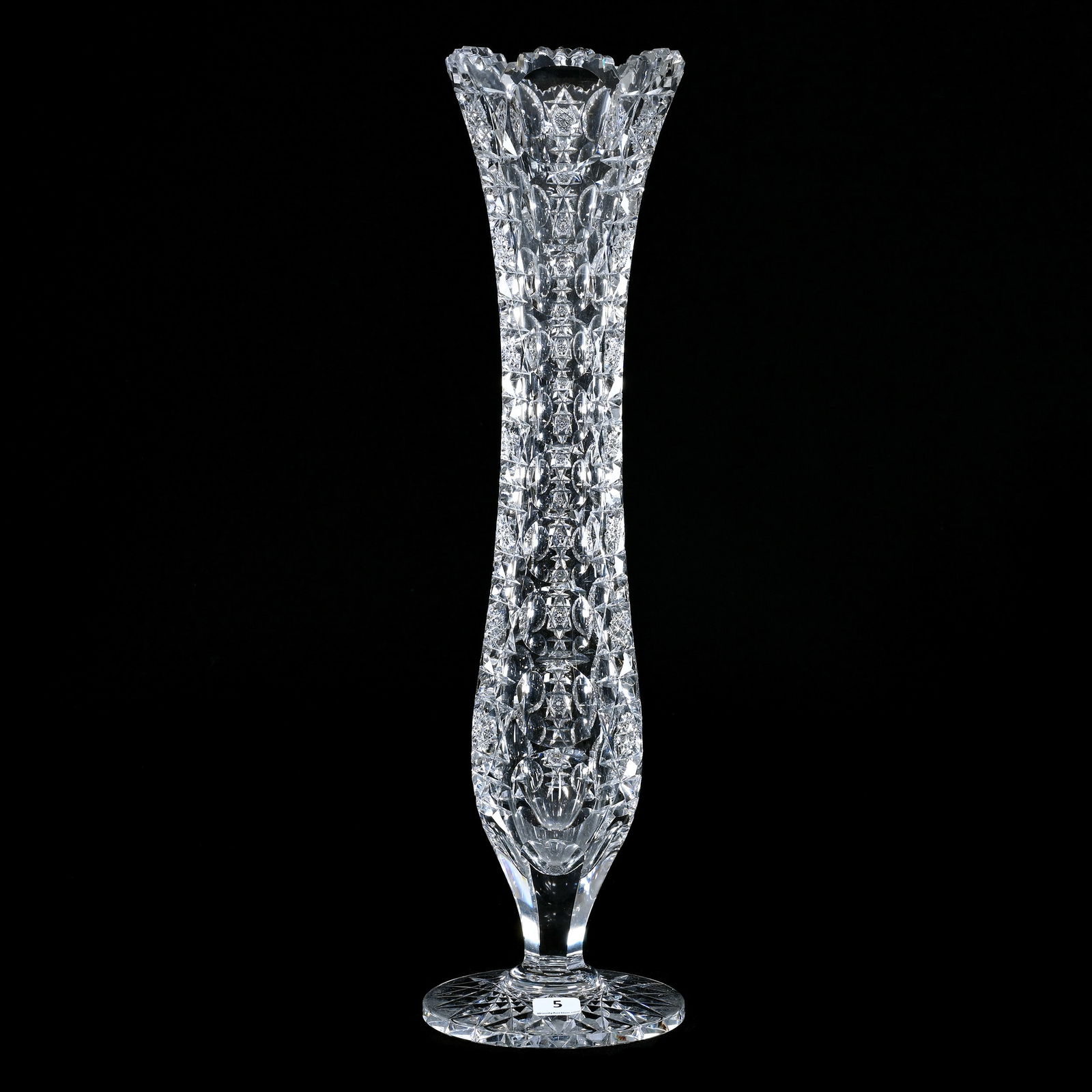 Pedestal Vase, American Brilliant Cut Glass, Signed Hawkes Princess Pattern (1 of 5)