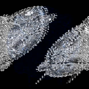 Square Bowl, American Brilliant Cut Glass, Deeply Cut Hobstars, Cane, Strawberry Diamond, Hex Head &: Square Bowl, American Brilliant Cut Glass, Deeply Cut Hobstars, Cane, Strawberry Diamond, Hex Head & Zipper, 3.25" x 11", Extra Clear Blank, Mike & Sandra Hackney, Georgia. UPDATED 11-11-25: Pattern