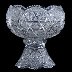 Punch Bowl, Two Part, American Brilliant Cut Glass