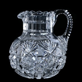Milk Jug, American Brilliant Cut Glass, Electra Pattern By Straus