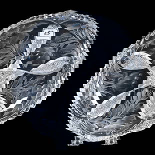 Low Bowl, American Brilliant Cut Glass, Signed Tuthill Wild Rose Pattern: Low Bowl, American Brilliant Cut Glass, Signed Tuthill Wild Rose Pattern, 2" x 8.75", Nice Quality, Mike & Sandra Hackney, Georgia.