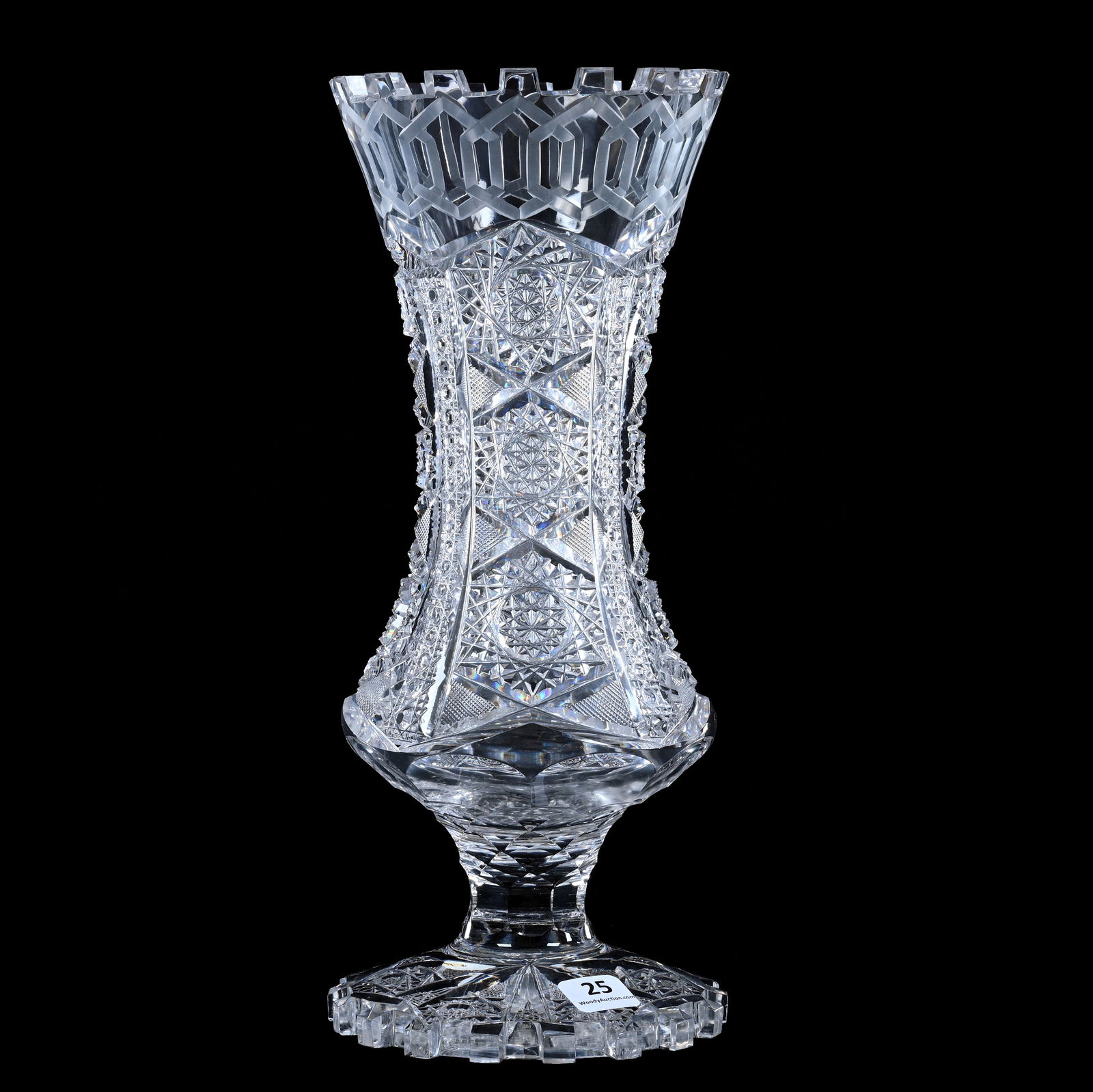 Pedestal Vase, American Brilliant Cut Glass, Alhambra Pattern By Meriden (1 of 3)