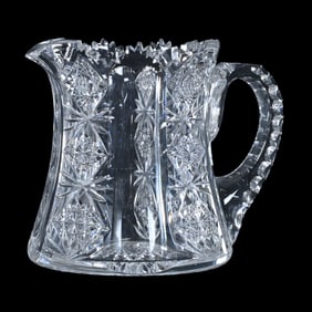 Cider Pitcher, American Brilliant Cut Glass, Signed Hawkes Teutonic Pattern