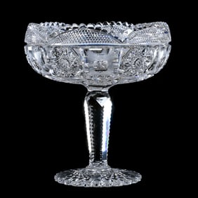 Compote, American Brilliant Cut Glass, Medina Pattern By Blackmer