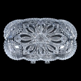 Oval Bread Bowl, American Brilliant Cut Glass, Columbia Pattern By Libbey