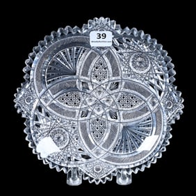 Plate, American Brilliant Cut Glass, Nautilus Pattern By Hawkes