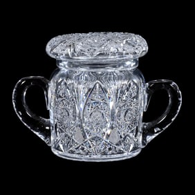 Covered Humidor, Two Handles, American Brilliant Cut Glass