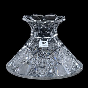 Flower Center, Pyramid Shape, American Brilliant Cut Glass, Signed Egginton Creswick Pattern