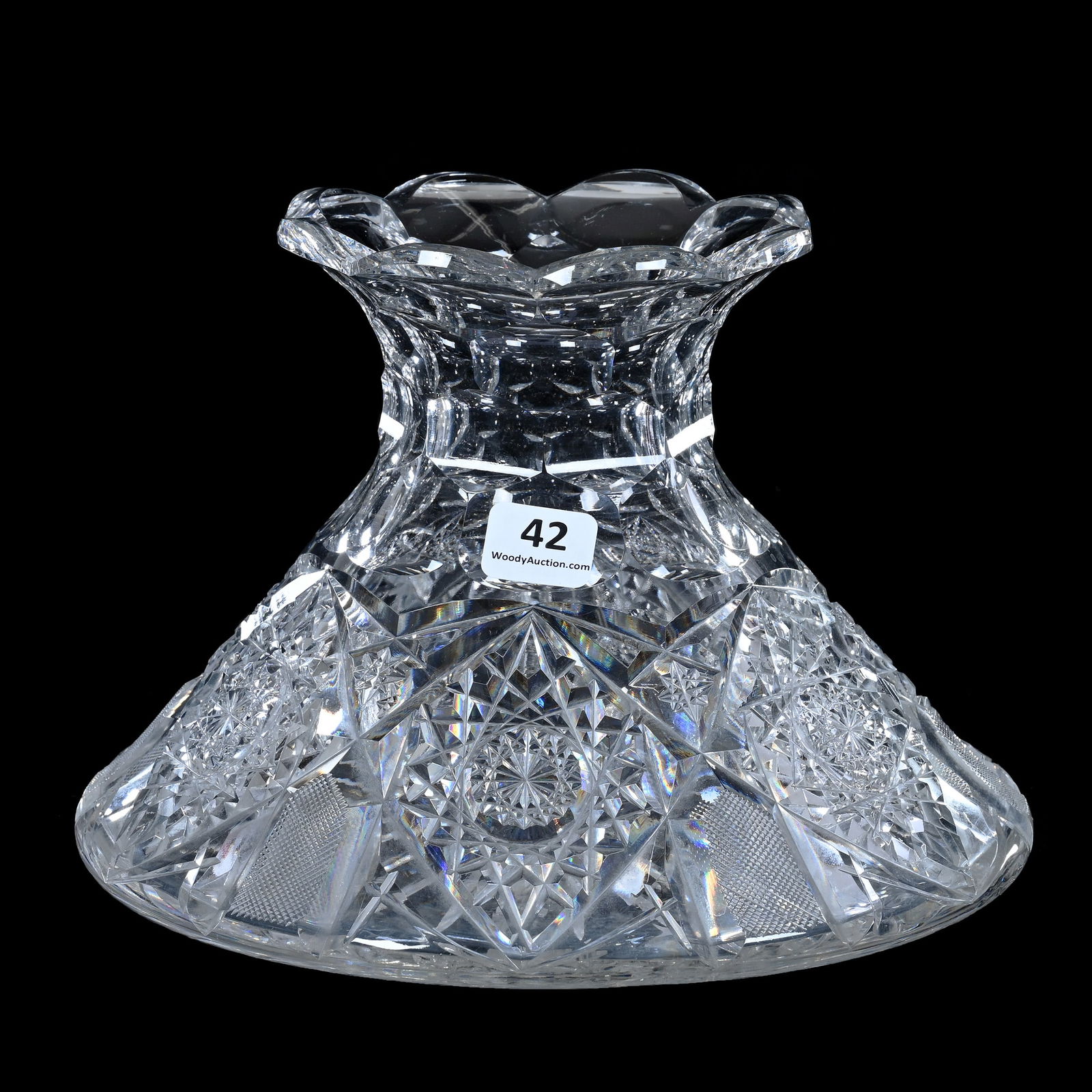 Flower Center, Pyramid Shape, American Brilliant Cut Glass, Signed Egginton Creswick Pattern (1 of 3)