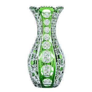 Vase, American Brilliant Cut Glass, Green Cut To Clear Montrose Pattern By Dorflinger