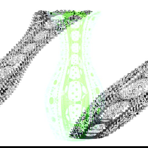 Vase, American Brilliant Cut Glass, Green Cut To Clear Montrose Pattern By Dorflinger