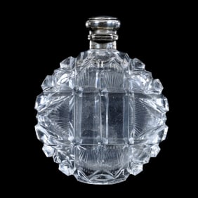 Circular Flask Perfume Bottle, BPCG, Geometric Cut Designs