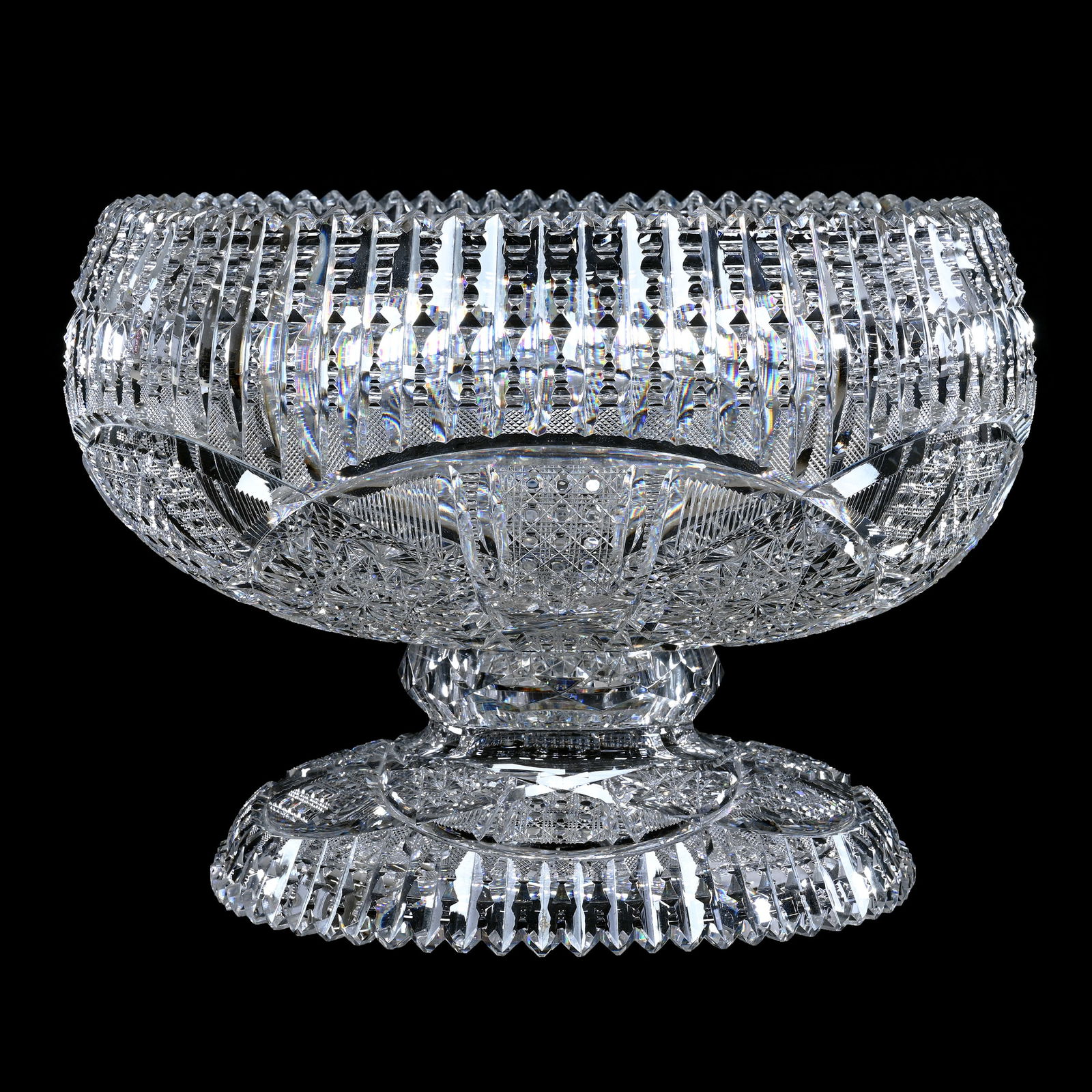 Punch Bowl, Two Part, American Brilliant Cut Glass, Ellesmere Variation By Libbey (1 of 5)