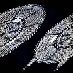 Bowl, American Brilliant Cut Glass, Signed Libbey Snowflake Pattern: Bowl, American Brilliant Cut Glass, Signed Libbey Snowflake Pattern, 2.5" x 9", Extra Clear Blank, Mike & Sandra Hackney, Georgia.