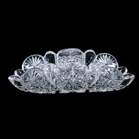 Folded Tray, American Brilliant Cut Glass, Grecian Pattern By Hawkes