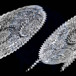 Bowl, American Brilliant Cut Glass, Bellevue Pattern By Taylor Brothers: Bowl, American Brilliant Cut Glass, Bellevue Pattern By Taylor Brothers, 3.5" x 8", Nice Example, Mike & Sandra Hackney, Georgia.