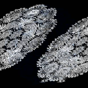 Round Tray, American Brilliant Cut Glass, Signed Hawkes Constellation Pattern: Round Tray, American Brilliant Cut Glass, Signed Hawkes Constellation Pattern, 10", Tooth Chip, Mike & Sandra Hackney, Georgia.