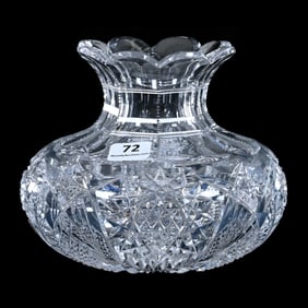 Flower Center, American Brilliant Cut Glass, Hobstar, Vesica, Crosscut Diamond And Fan Motif