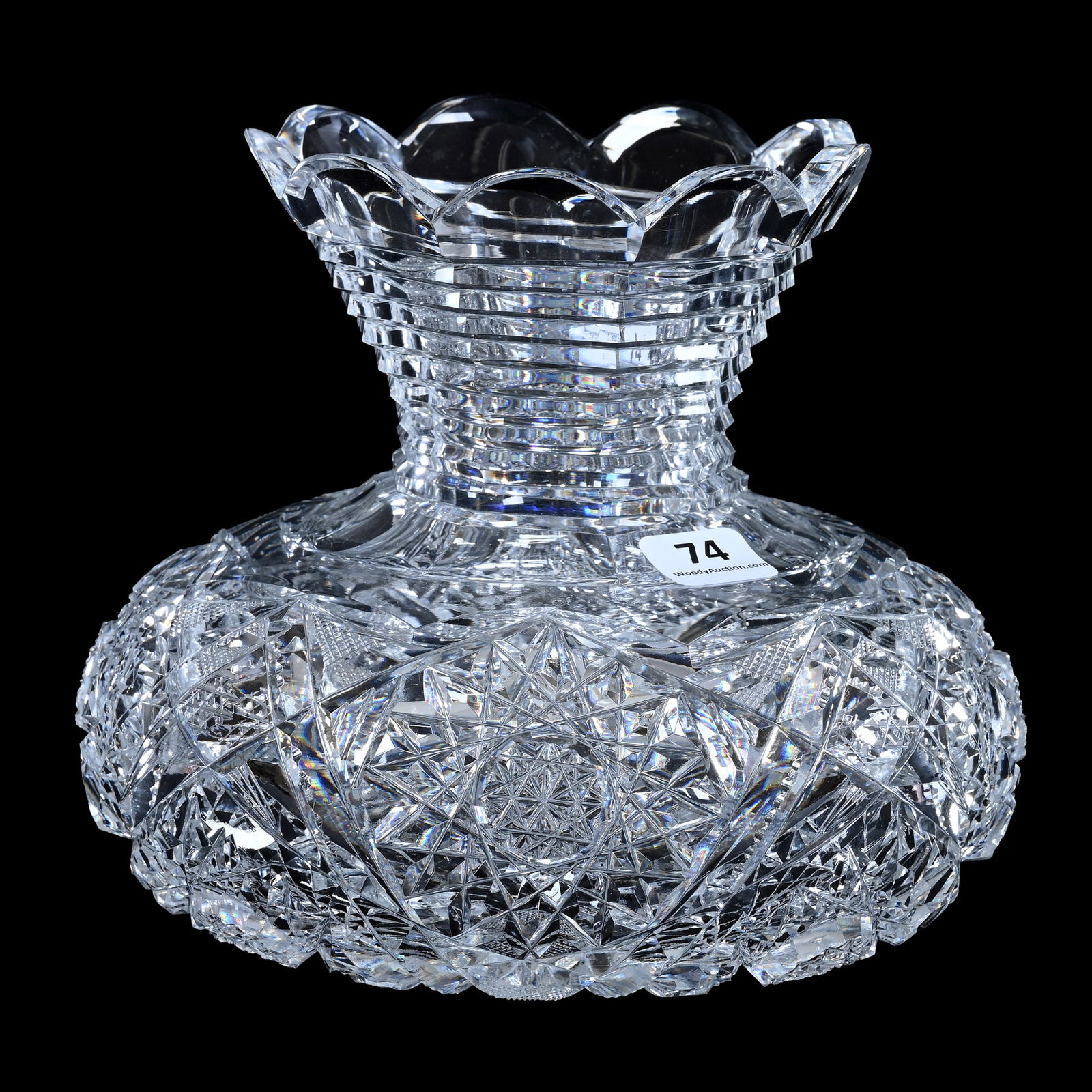 Flower Center, American Brilliant Cut Glass, Four Sections Of Hobstar, Vesica, Nailhead Diamond, (1 of 3)