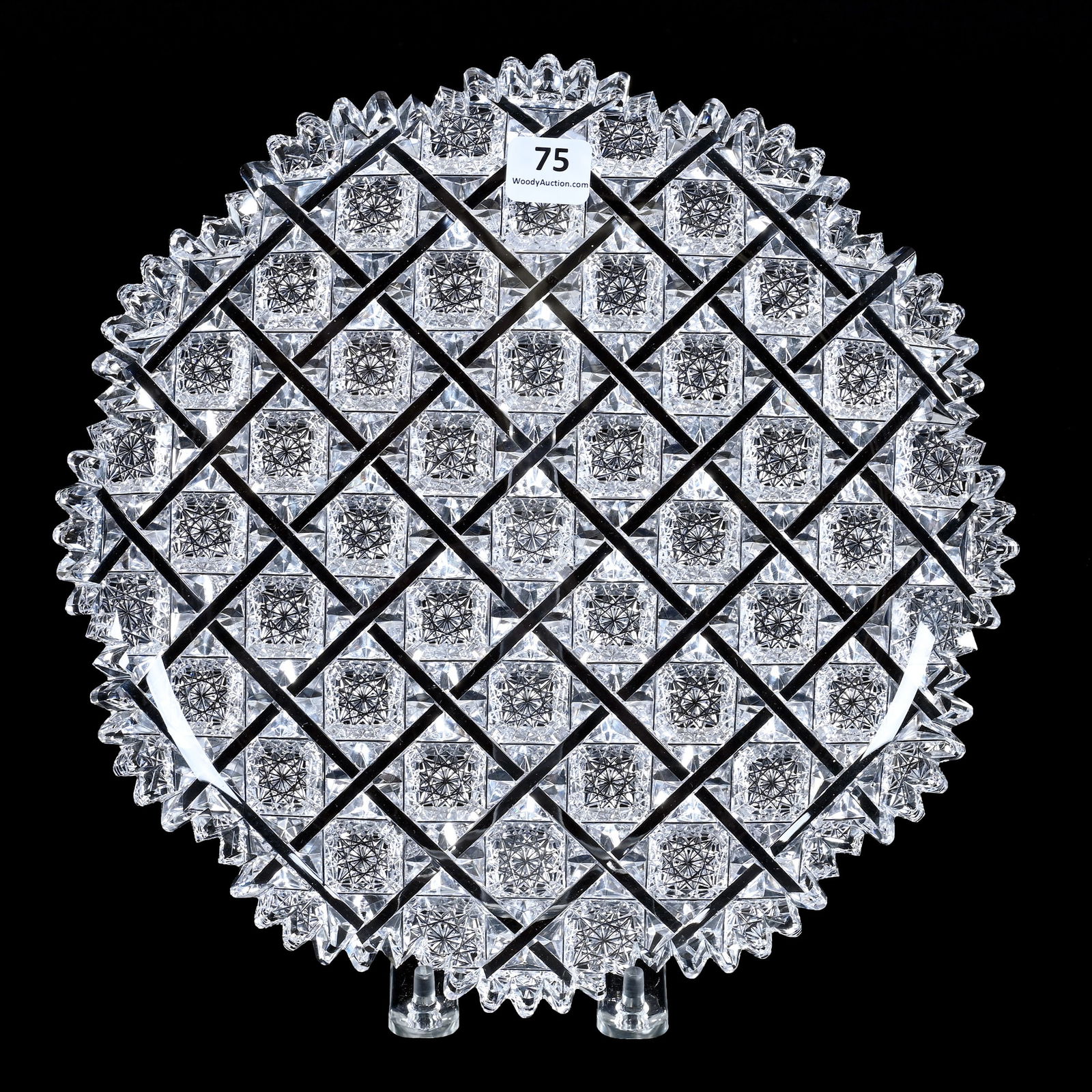 Round Tray, American Brilliant Cut Glass, Signed Egginton Trellis Pattern (1 of 2)