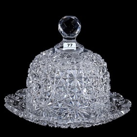 Covered Cheese Dish, American Brilliant Cut Glass, Persian Russian Pattern